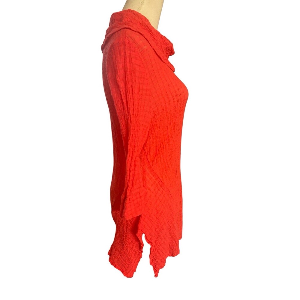 Soft Surroundings Red Crinkle Gauze Tunic Top Cowl Neck Soft Textured PXL USA - Picture 6 of 11